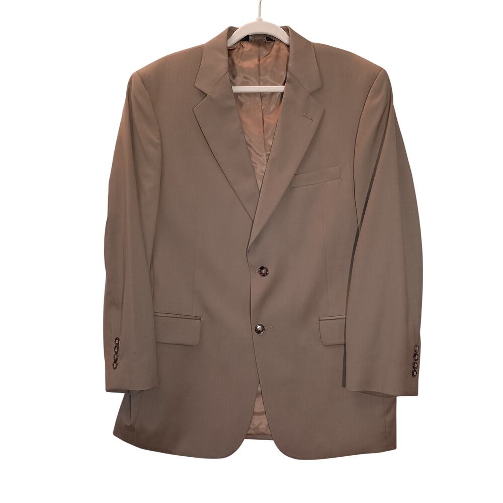 Men's Jos A Bank Gordon Camel Tan 100% Wool Suit Jacket Blazer Two Button Sz 42R